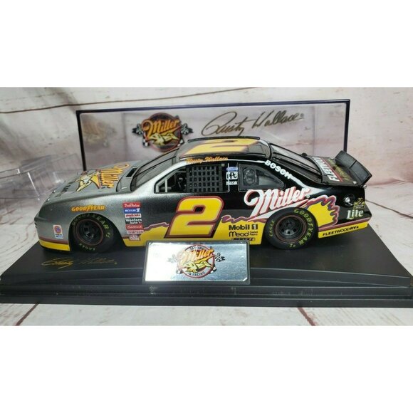 Rusty Wallace Miller #2 Goodyear Diecast Model Race Car with Display Case - Picture 12 of 12